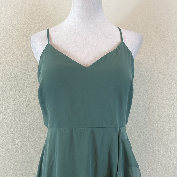 Birdy grey dusty green maxi dress with ruffles size medium - Picture 2 of 8